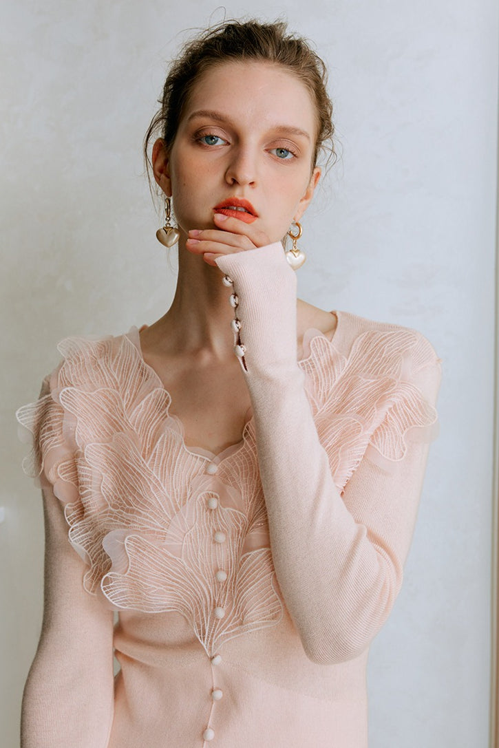 Feather Lace Detail Knit Top 2