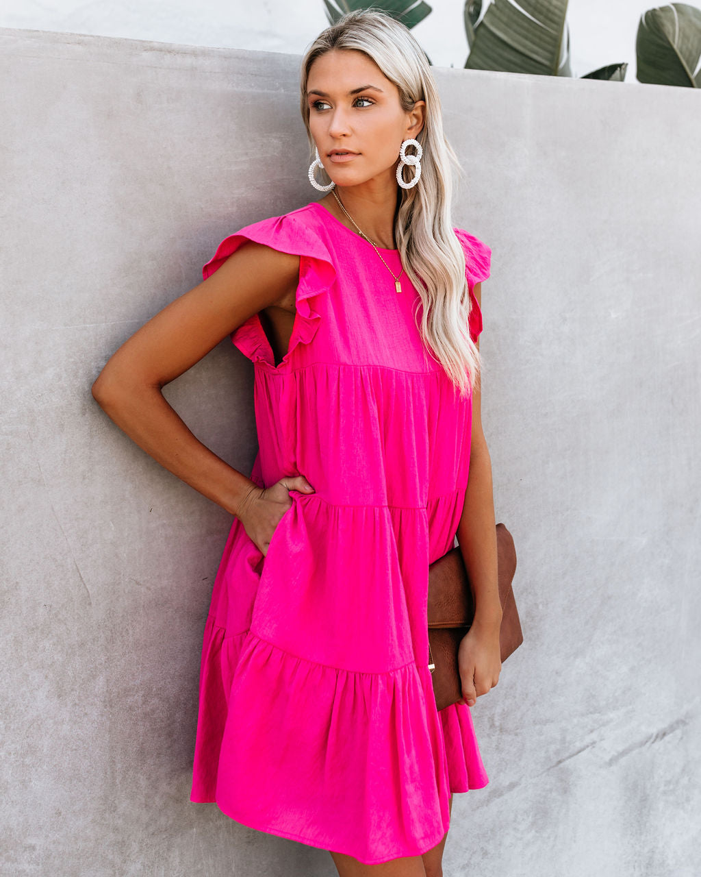 Ruffle Cap Sleeve Tiered Babydoll Mini Dress