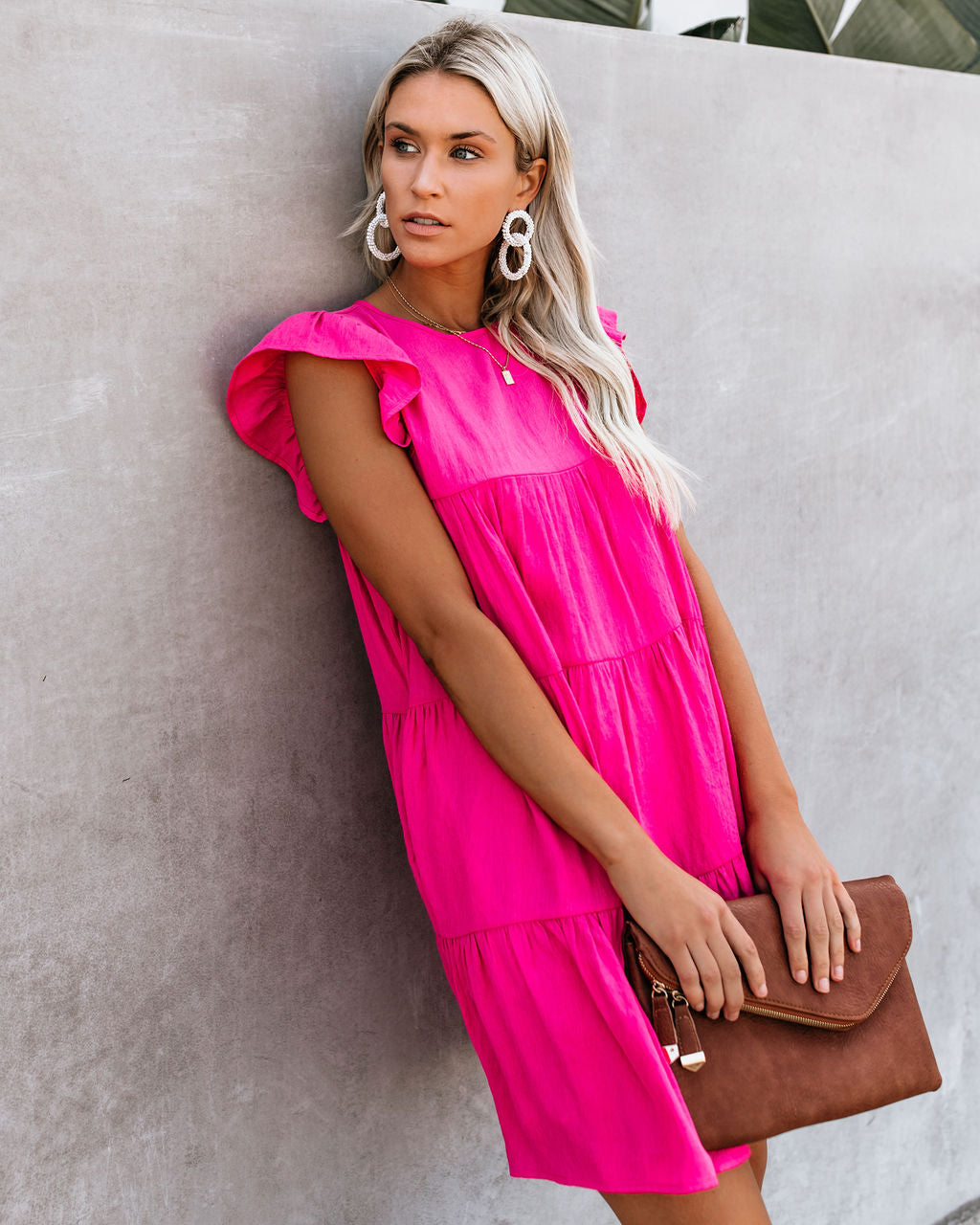 Ruffle Cap Sleeve Tiered Babydoll Mini Dress