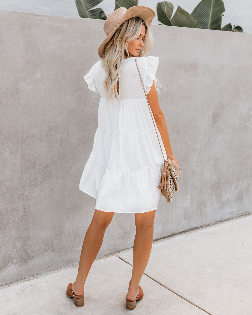 Ruffle Sleeve Tiered Babydoll Mini Dress
