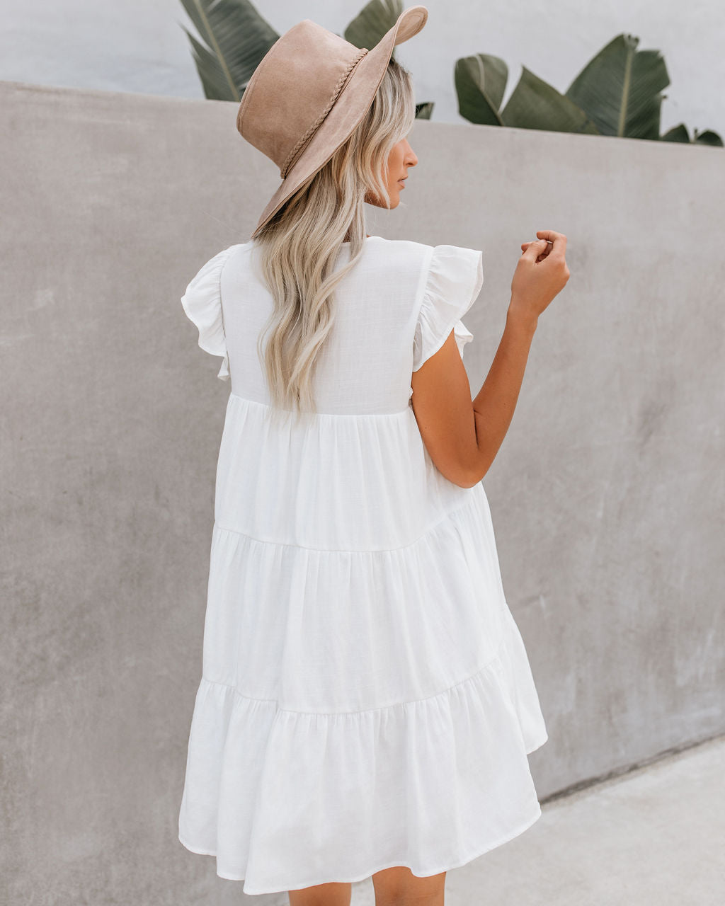 Ruffle Sleeve Tiered Babydoll Mini Dress
