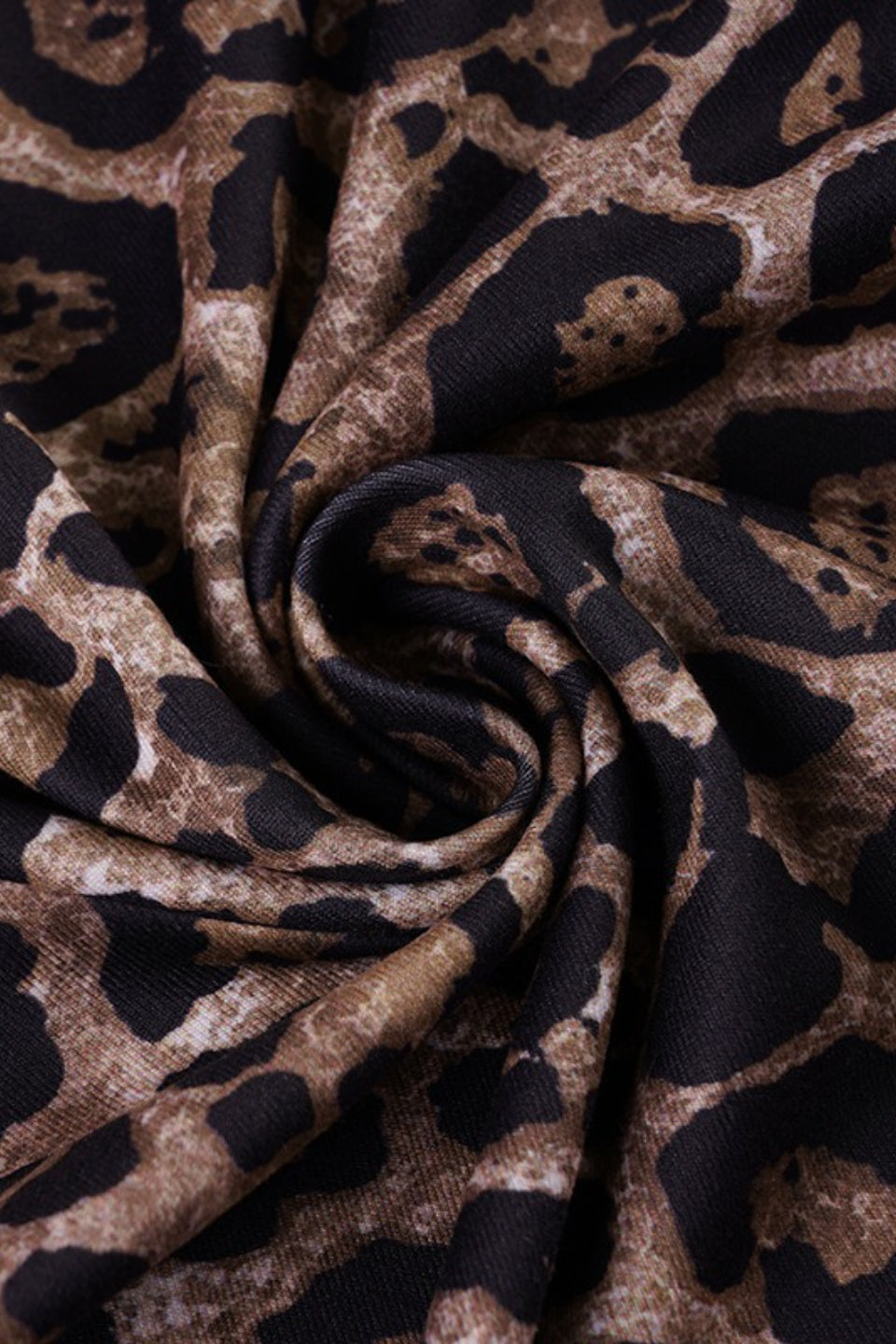 Leopard Print Long Sleeve Scoop Neck Bodycon Mini Dress
