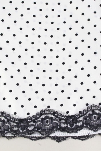 Lace-Trim V-Neck Polka Dot Halter Backless Mini Dress - Fashionpara