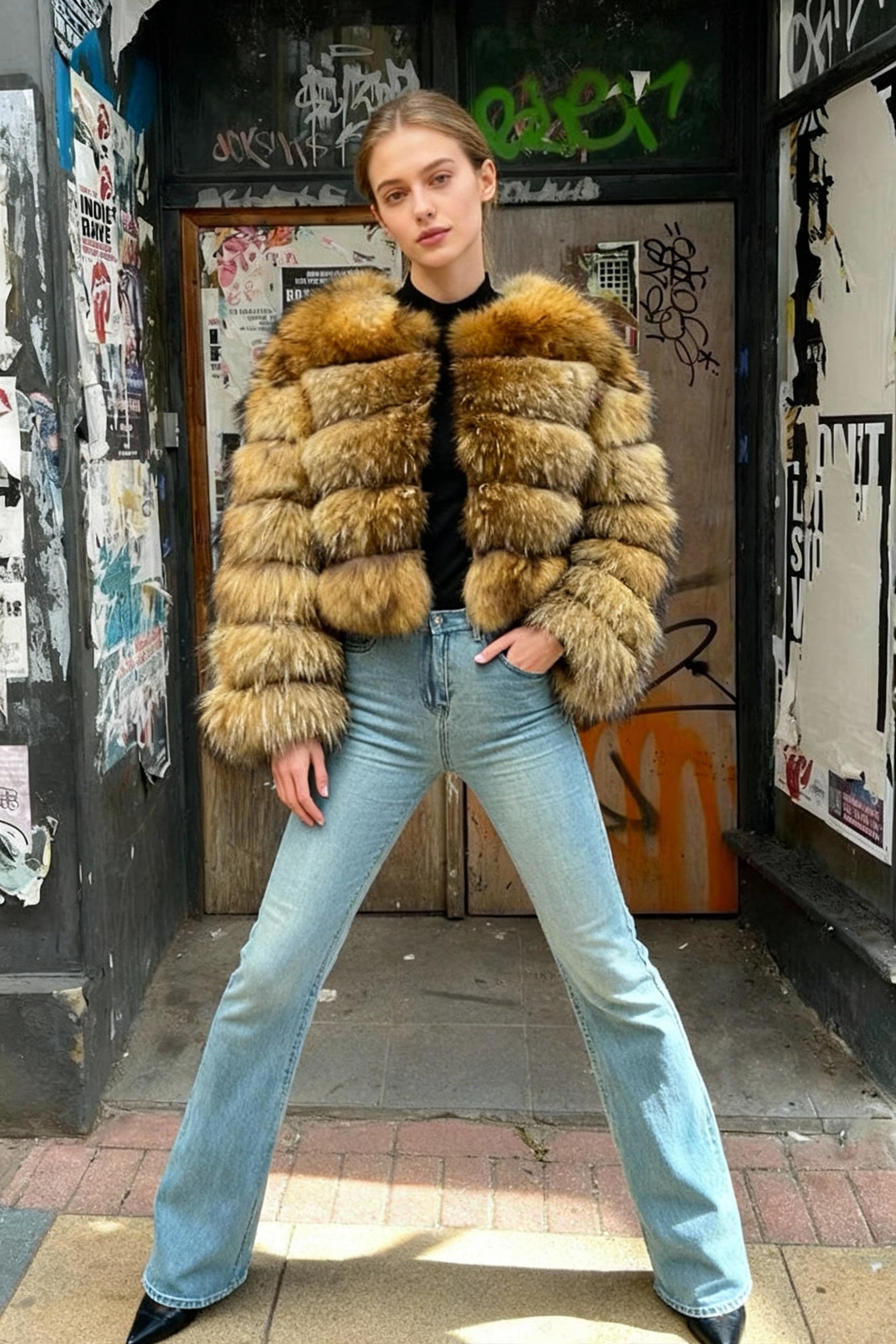 Raccoon Fur Thick Luxury Winter Coat - Fashionpara