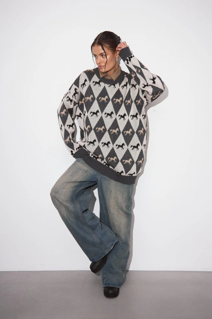 PrincessAce Colorblock Knit Sweater for Effortless Style