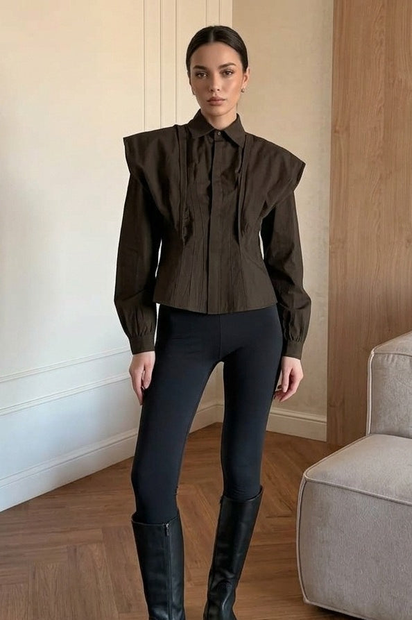 Ruched Waist Tie Back Shirt