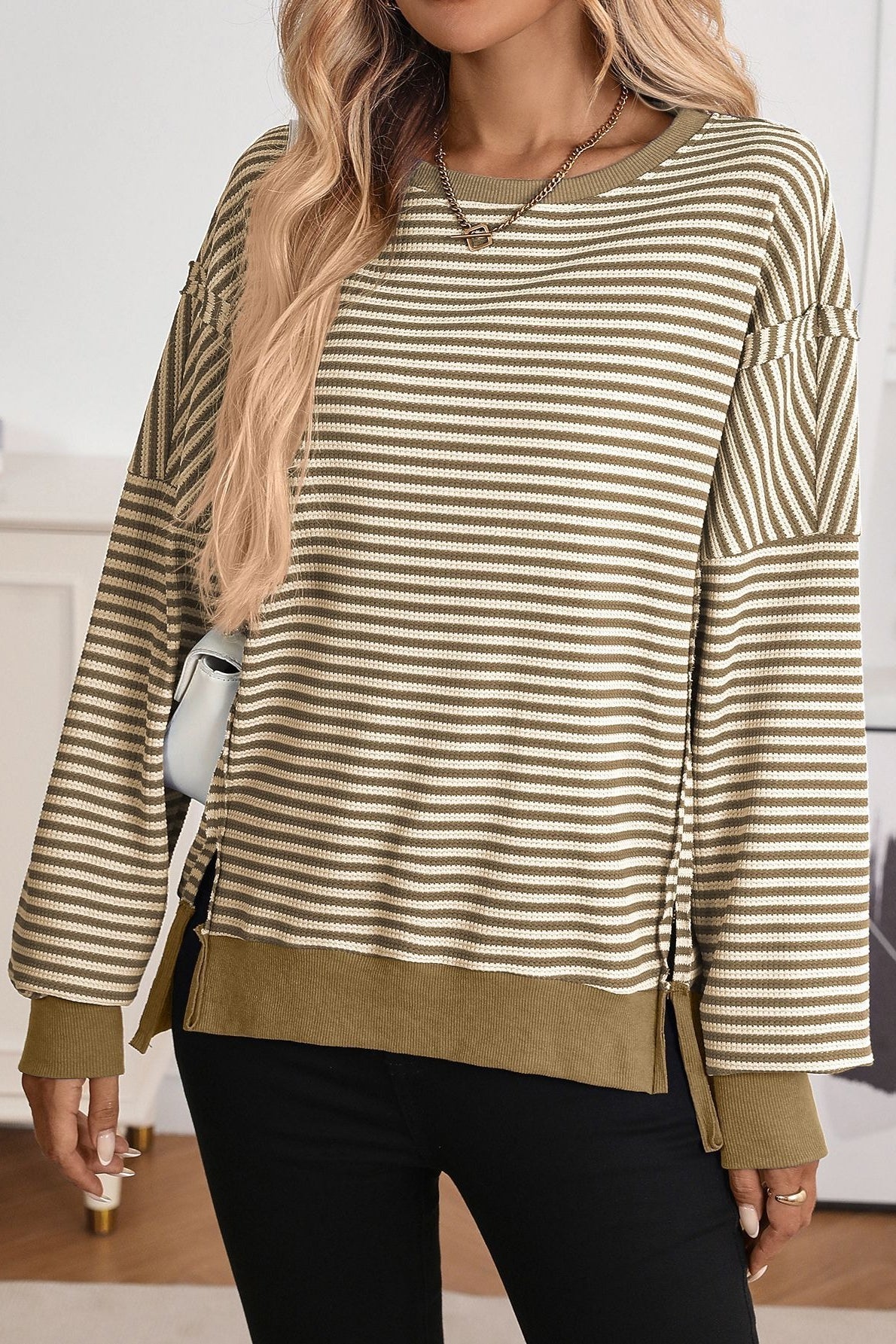 Colorblock Striped Oversized Sweatshirt 6