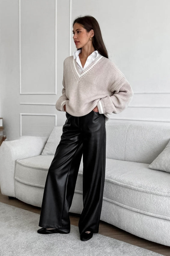 Vintage Fleece-Lined Leather Pants