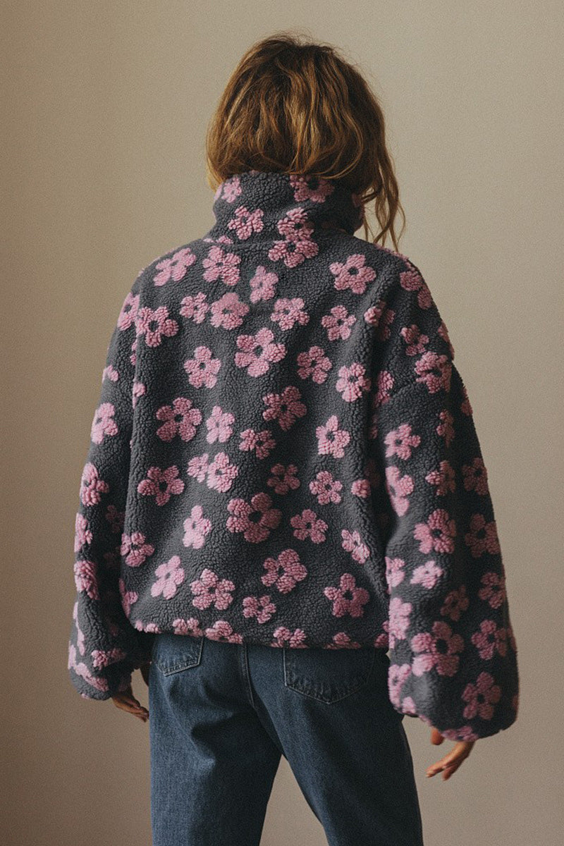 Floral Fleece Warm Fuzzy Sweatshirt