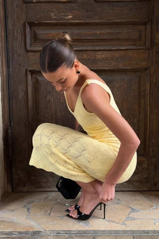 Knit Shell Hollow Out Maxi Dress