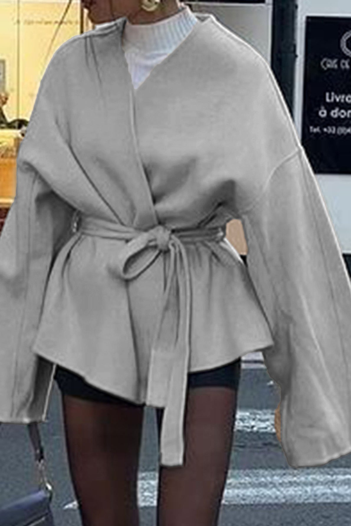 Tailored Long Sleeve Belted Trench Coat - Fashionpara