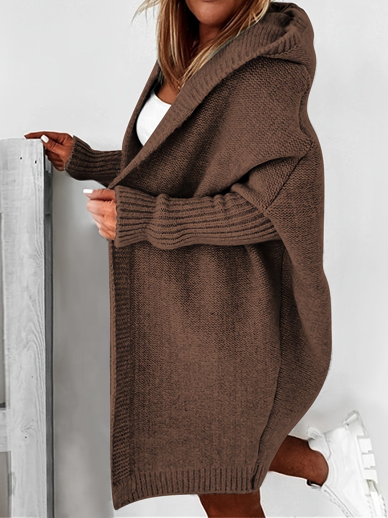 ShoptheCIC Oversized Hooded Knitted Cardigan Coat - Fashionpara