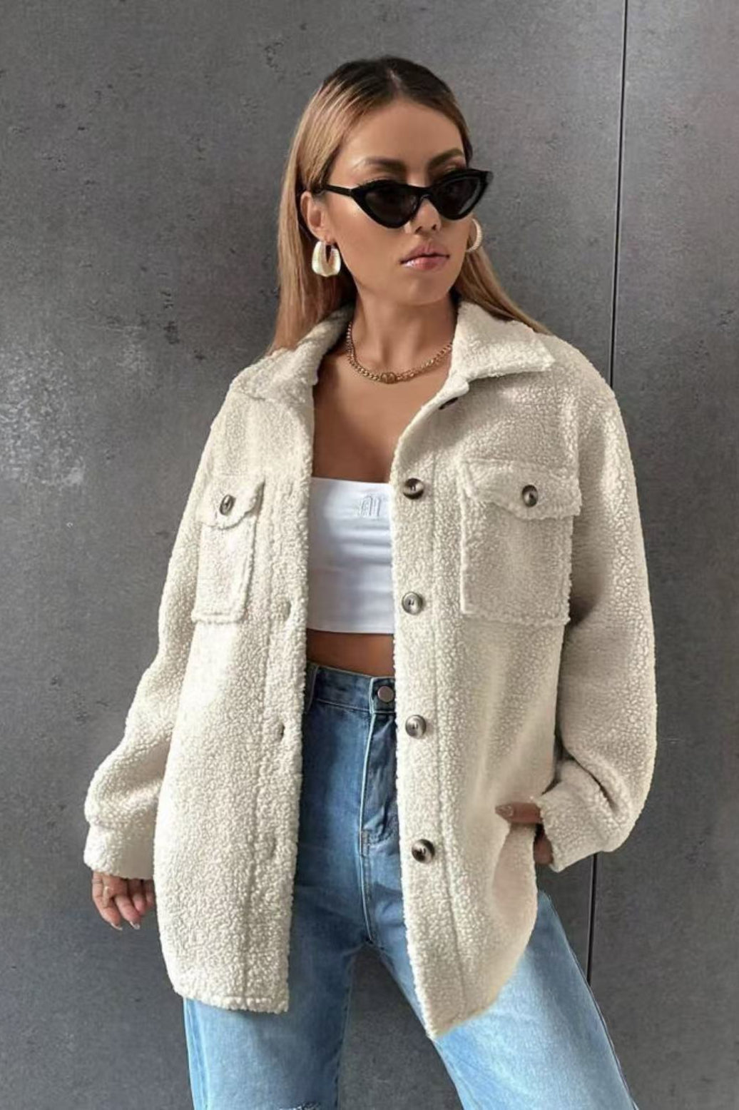 Teddy Wool Lapel Button Coat - Fashionpara