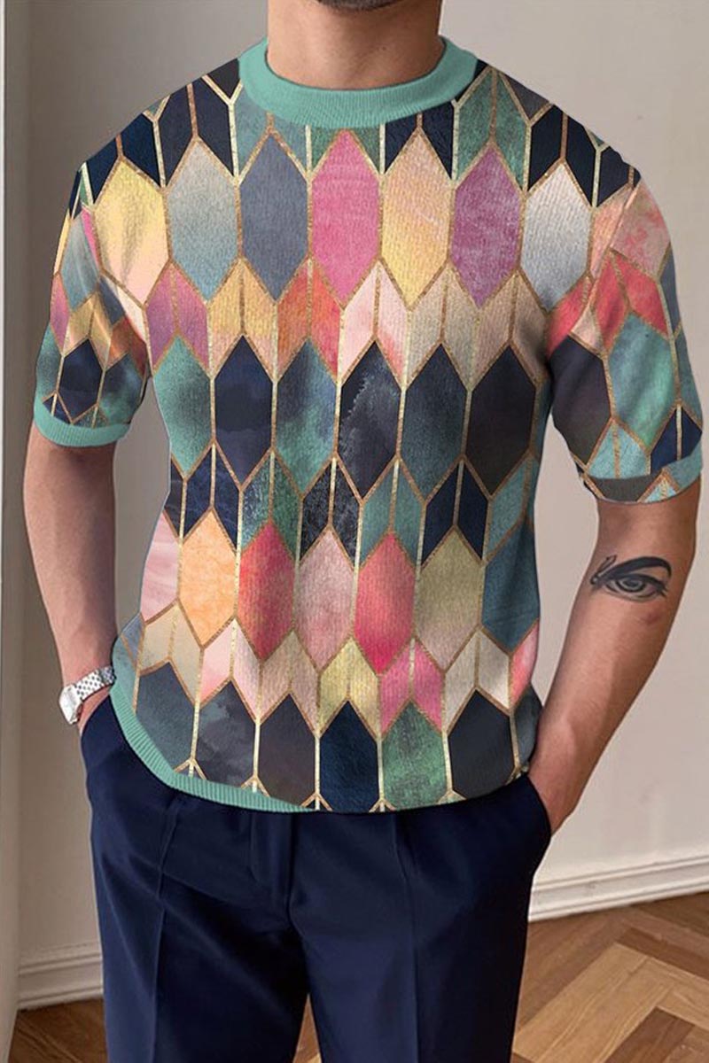 Men's Round Neck Knitted T-Shirt