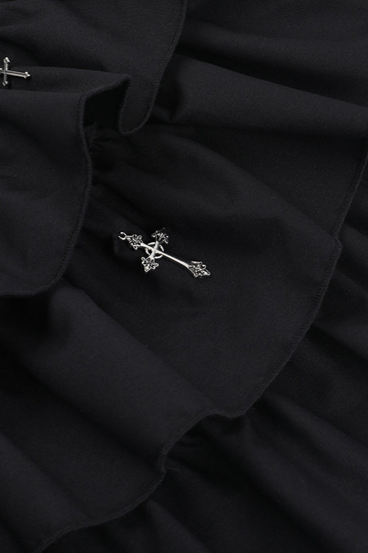 Gothic Short Sleeve Fitted Blouse