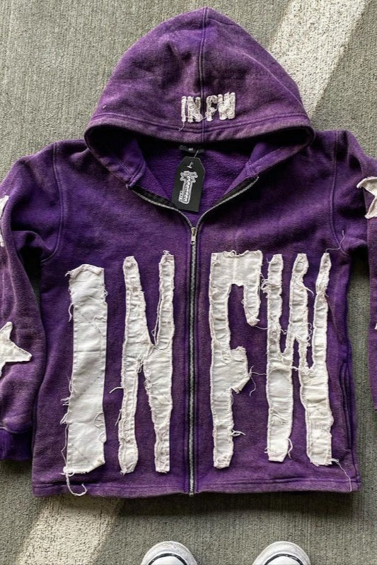 Star Patch Zip Hoodie