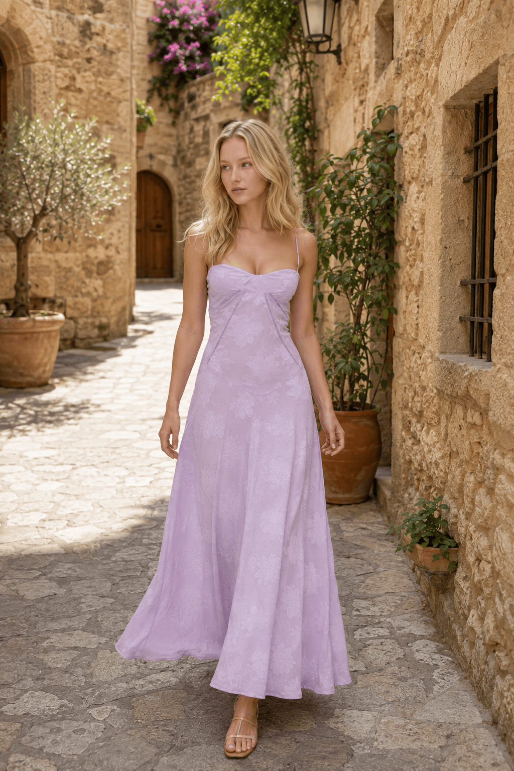Floral Print Sweetheart Fit & Flare Maxi Dress