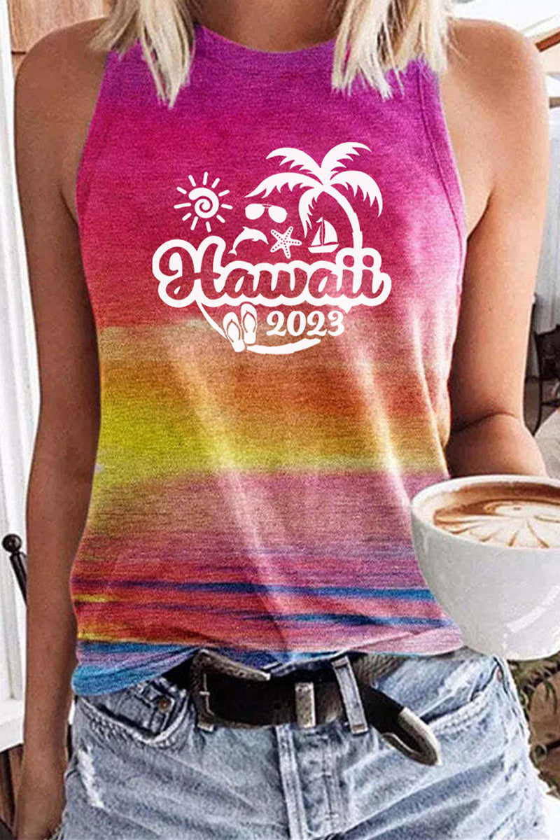 Hawaii Coconut Print Casual Tank Top Fashionpara
