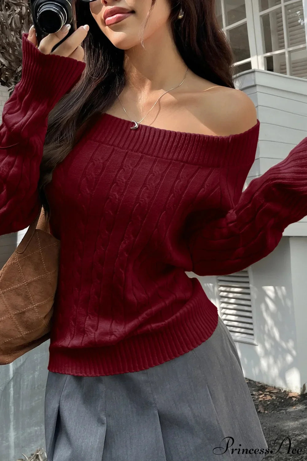 Chic PrincessAce Long-Sleeve Knit Sweater for Effortless Style