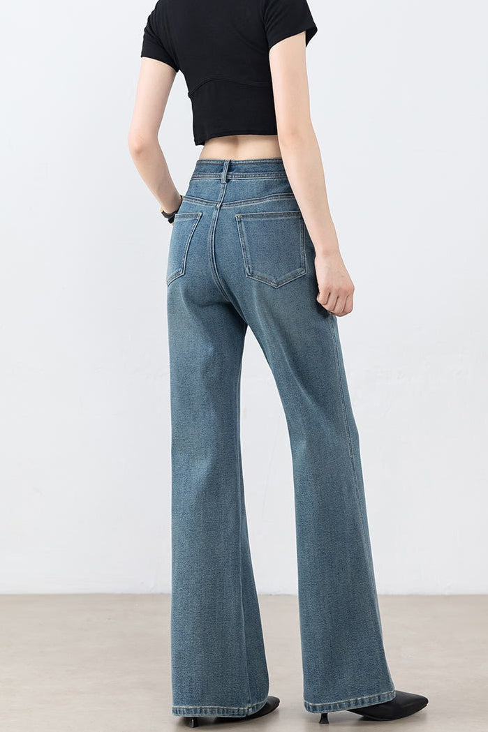 High Waist Tencel Stretch Flared Jeans
