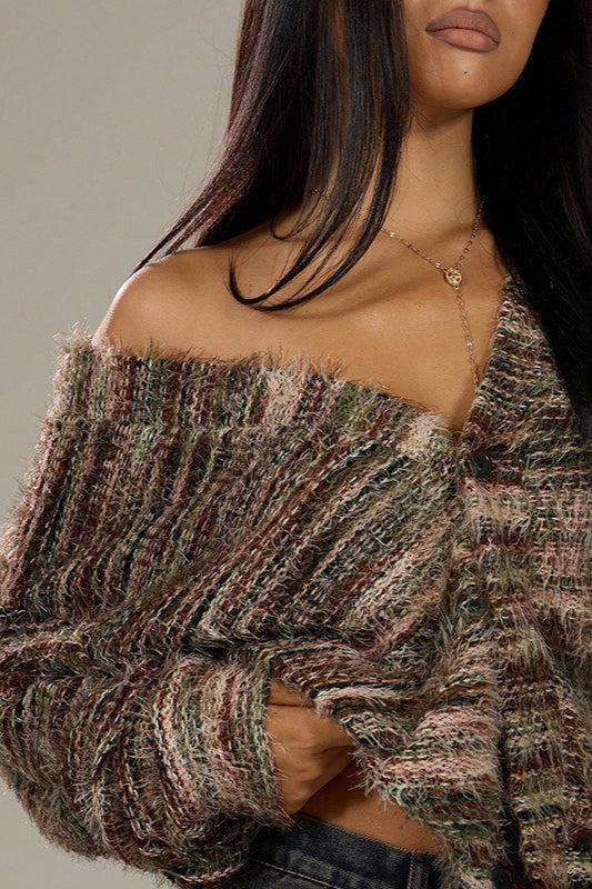 Colorful Striped V Neck Cardigan for Effortless Style