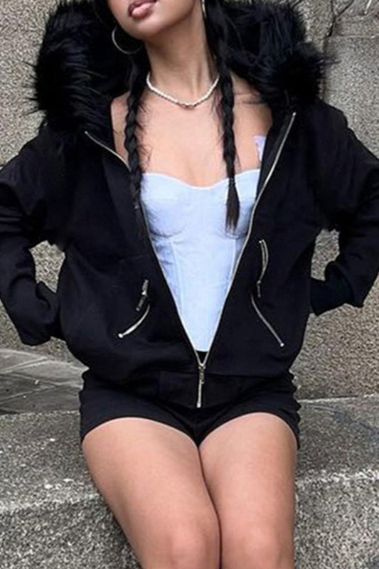 Oversized Furry Hooded Hoodie