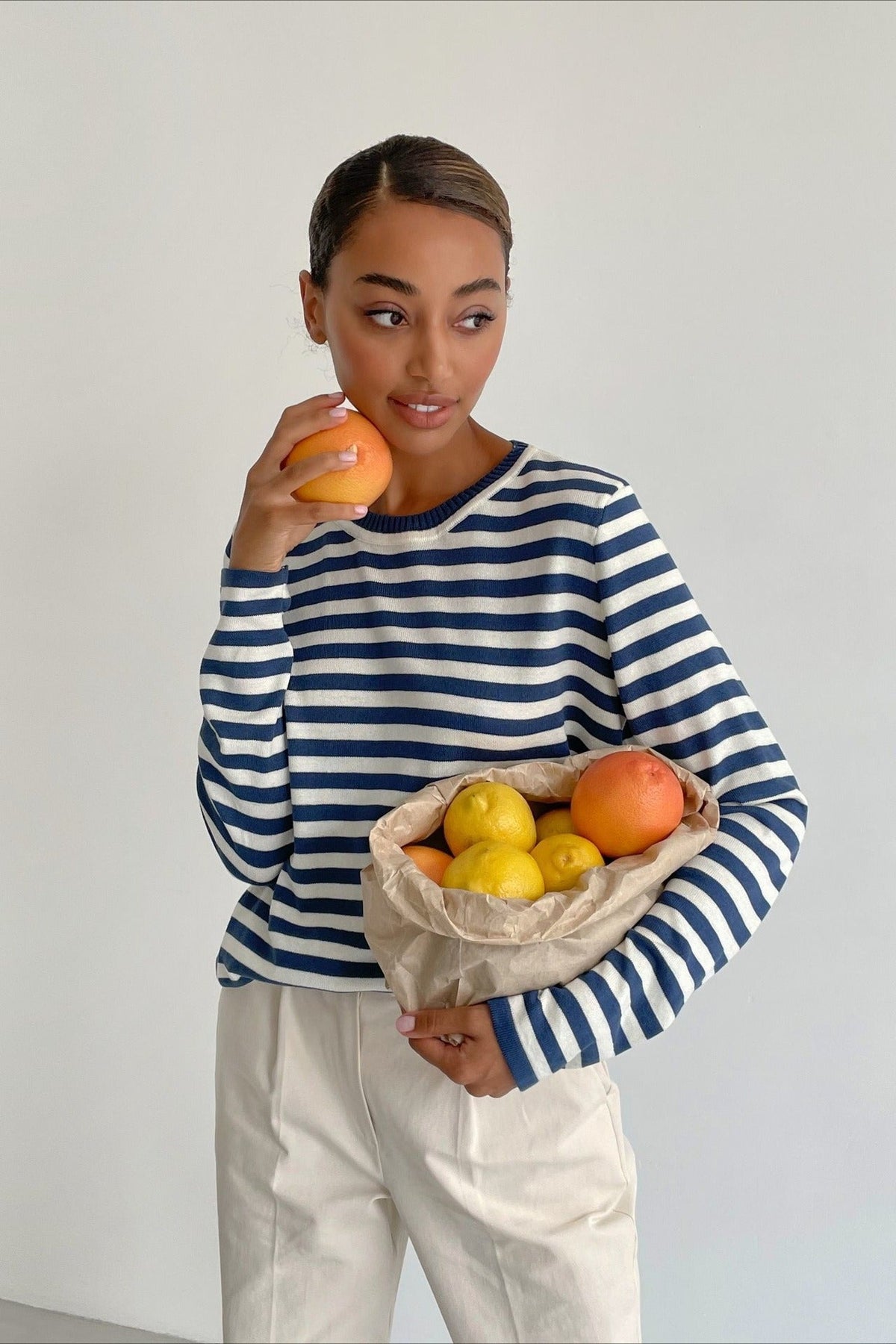 Casual Drop Shoulder Contrast Stripe Knit Sweater 7