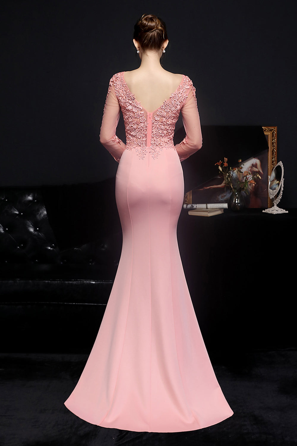 White Applique Mermaid Prom Dress - Fashionpara