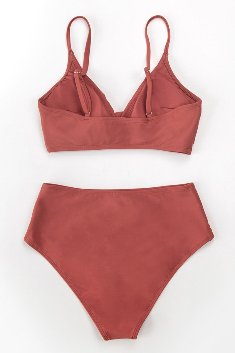 V Neck High-waisted Bikini Set