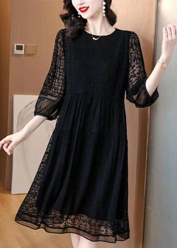Sheer Geometric Panel Tiered Three Quarter Sleeve Mini Dress - View 5