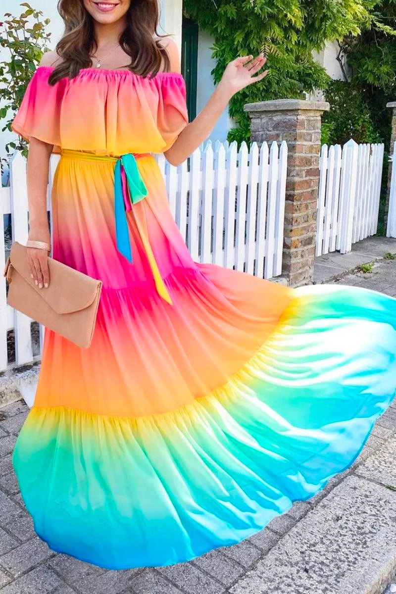 Gradual Change Multicolor Maxi Dress  Fashionpara