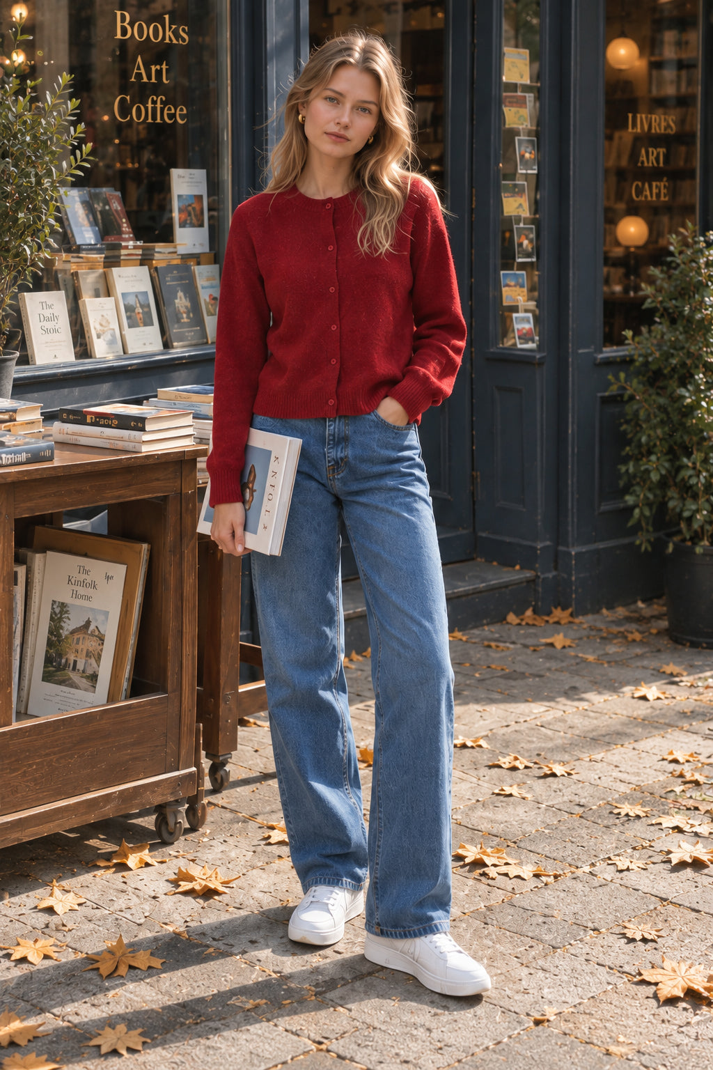 Cropped Knit Button Cardigan