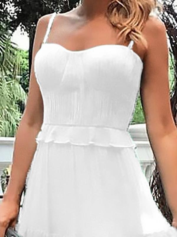 Chiffon Sweetheart Spaghetti Strap Tiered Maxi Gown