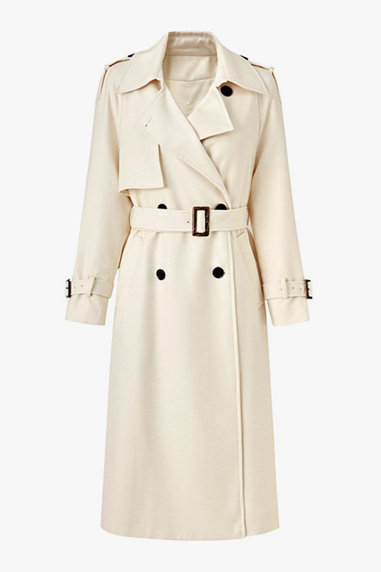 Rosedress Elegant Belted Wool Blend Double Breasted Trench Coat