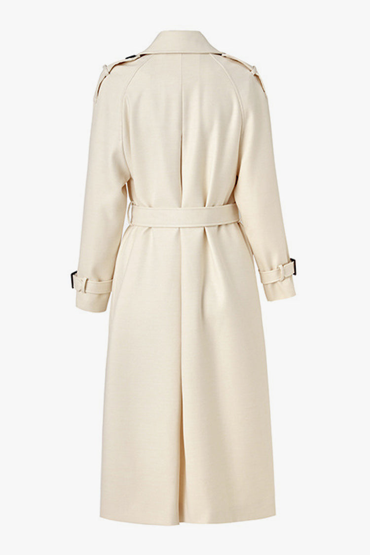 Rosedress Elegant Belted Wool Blend Double Breasted Trench Coat