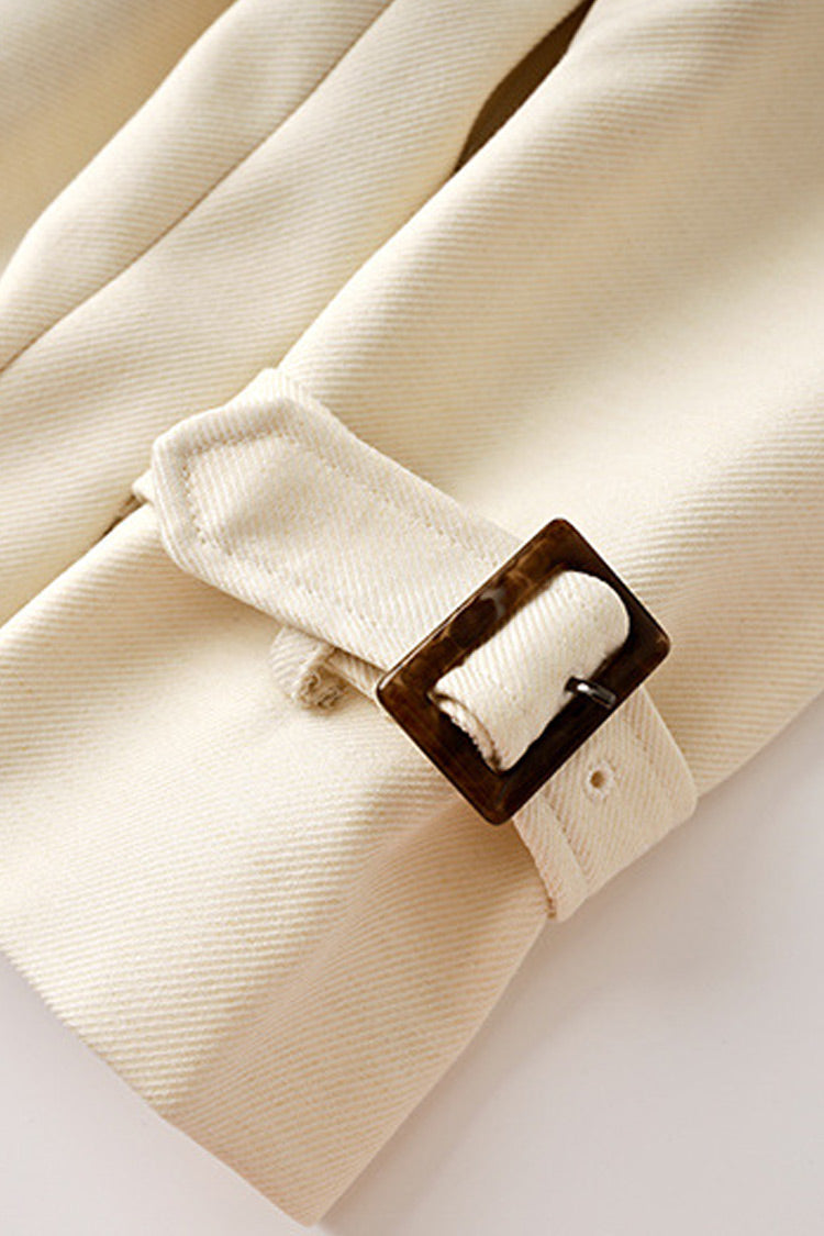 Rosedress Elegant Belted Wool Blend Double Breasted Trench Coat