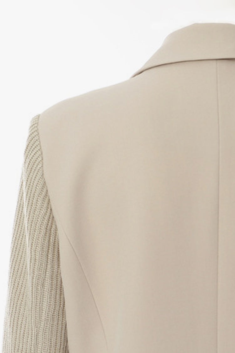 Chic Double Breasted Blazer Coat with Shoulder Pads