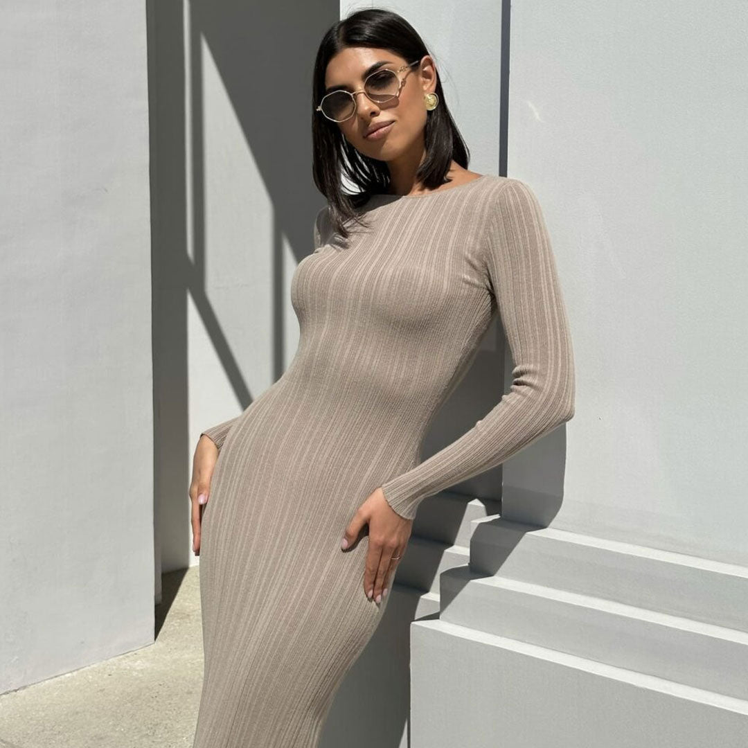 Trendy & Unique Ribbed Knit Maxi Dress for Effortless Style