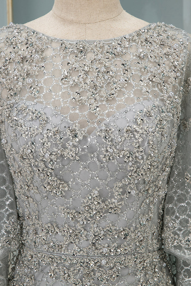 Elegant Jewel Long Sleeves Mermaid Prom Dresses with Appliques Beadings - Fashionpara