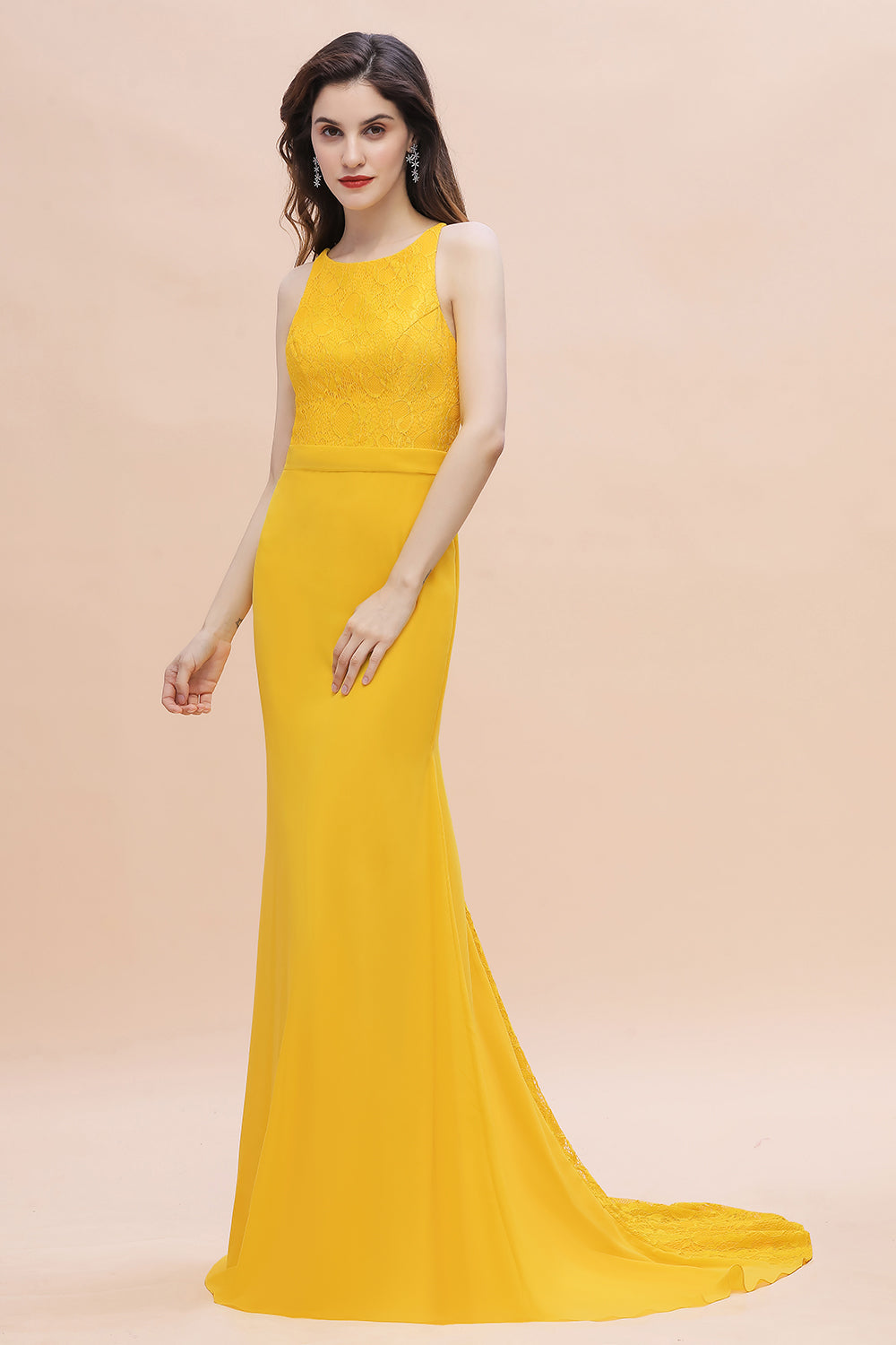 Elegant Jewel Mermaid Chiffon Lace Bridesmaid Dresses On Sale - Fashionpara