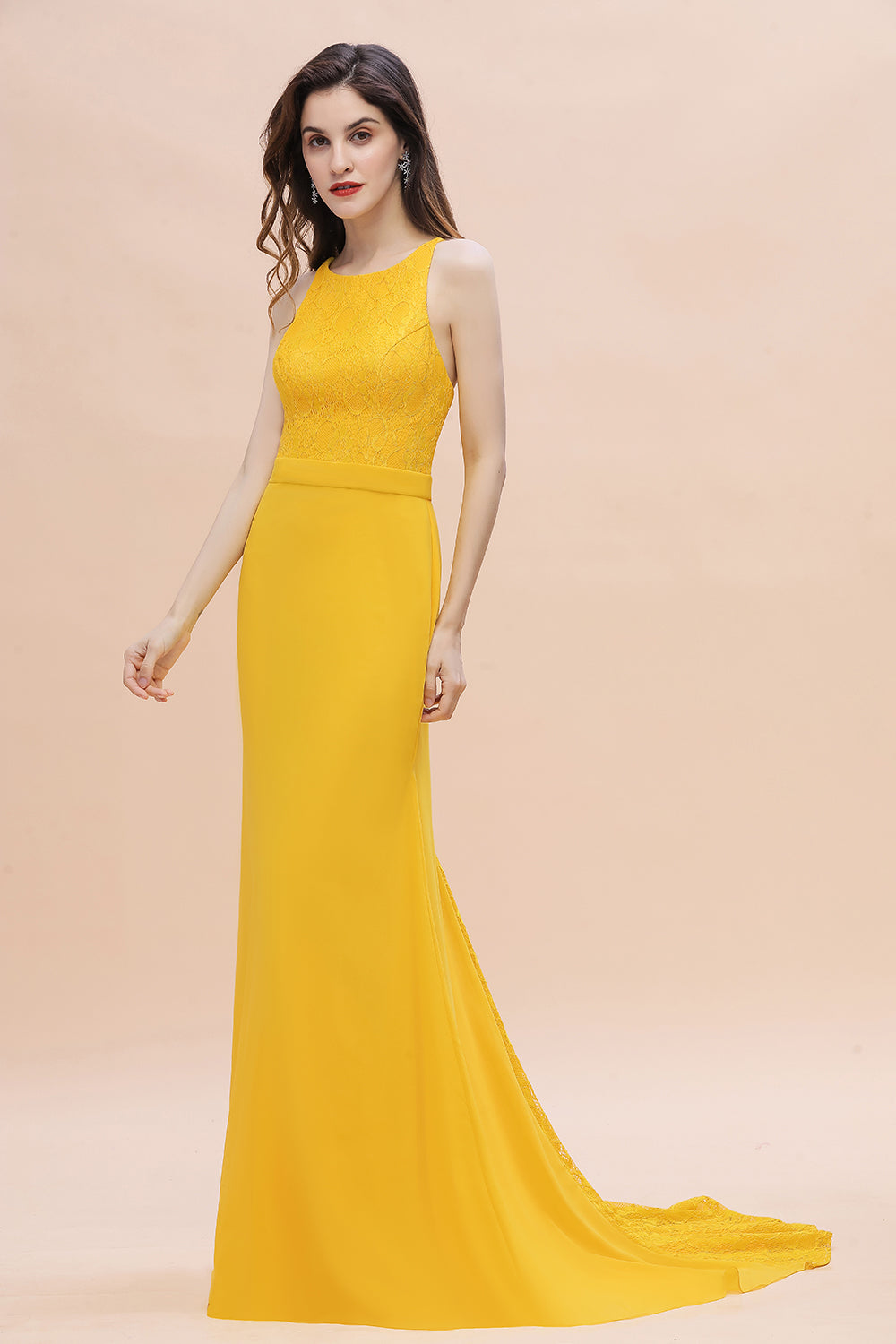 Elegant Jewel Mermaid Chiffon Lace Bridesmaid Dresses On Sale - Fashionpara