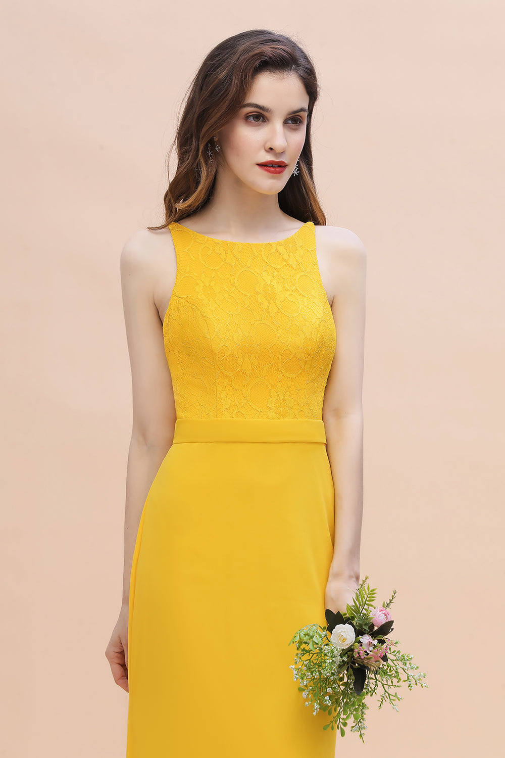 Elegant Jewel Mermaid Chiffon Lace Bridesmaid Dresses On Sale - Fashionpara