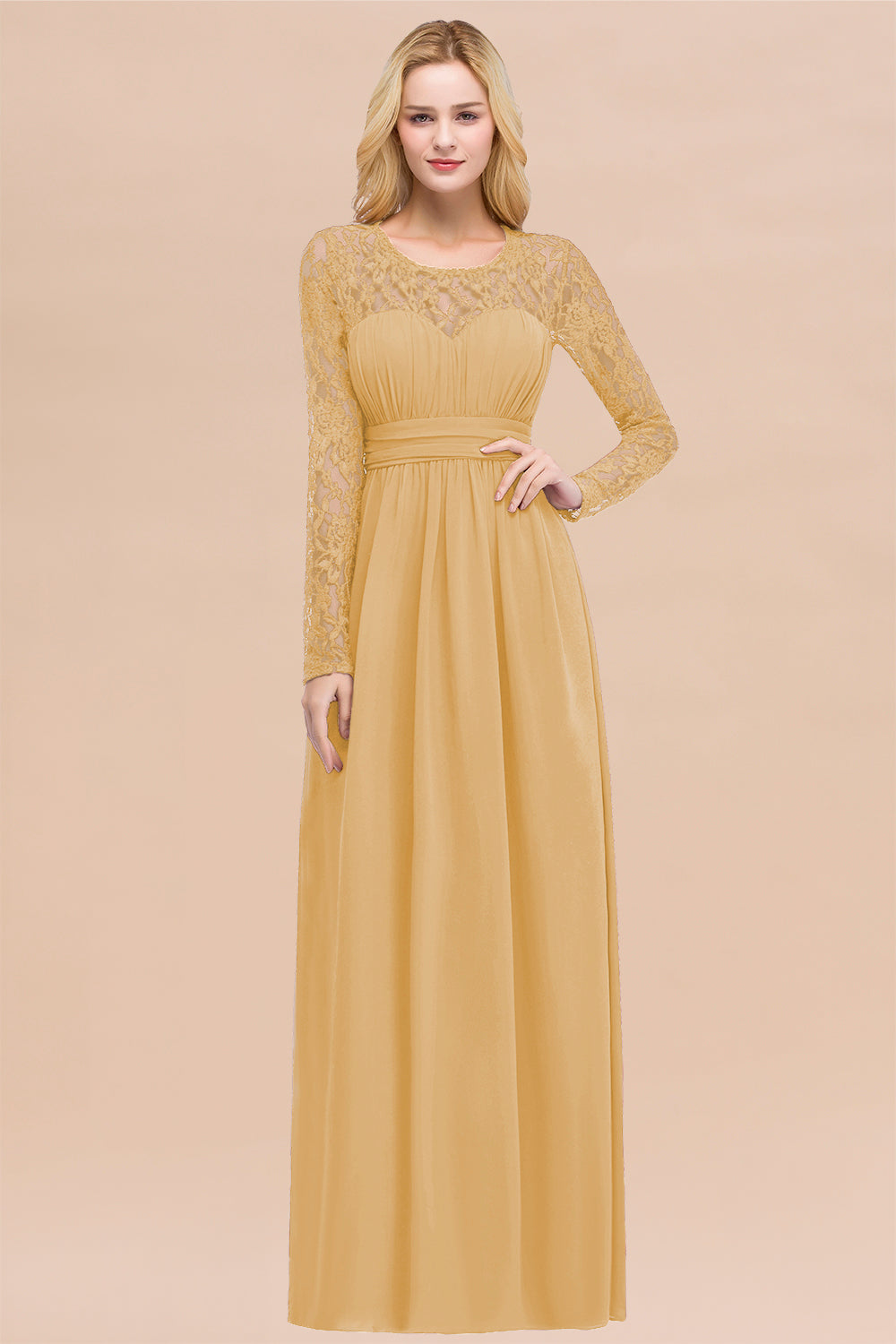 Elegant Lace Burgundy Bridesmaid dresses with Long Sleeves - Fashionpara
