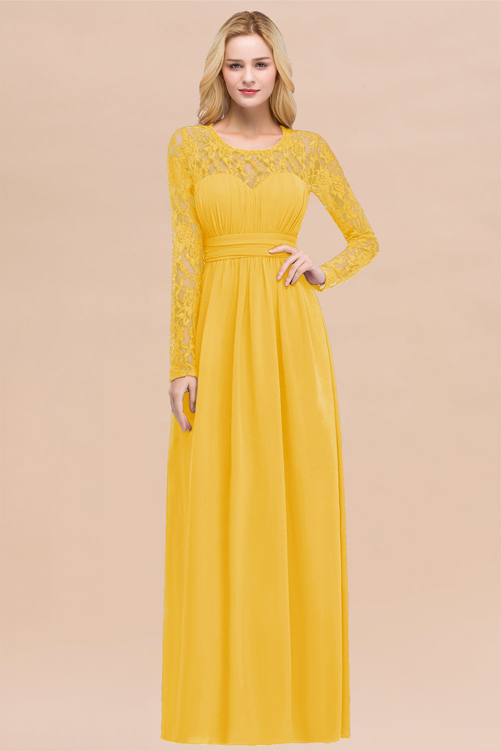 Elegant Lace Burgundy Bridesmaid dresses with Long Sleeves - Fashionpara