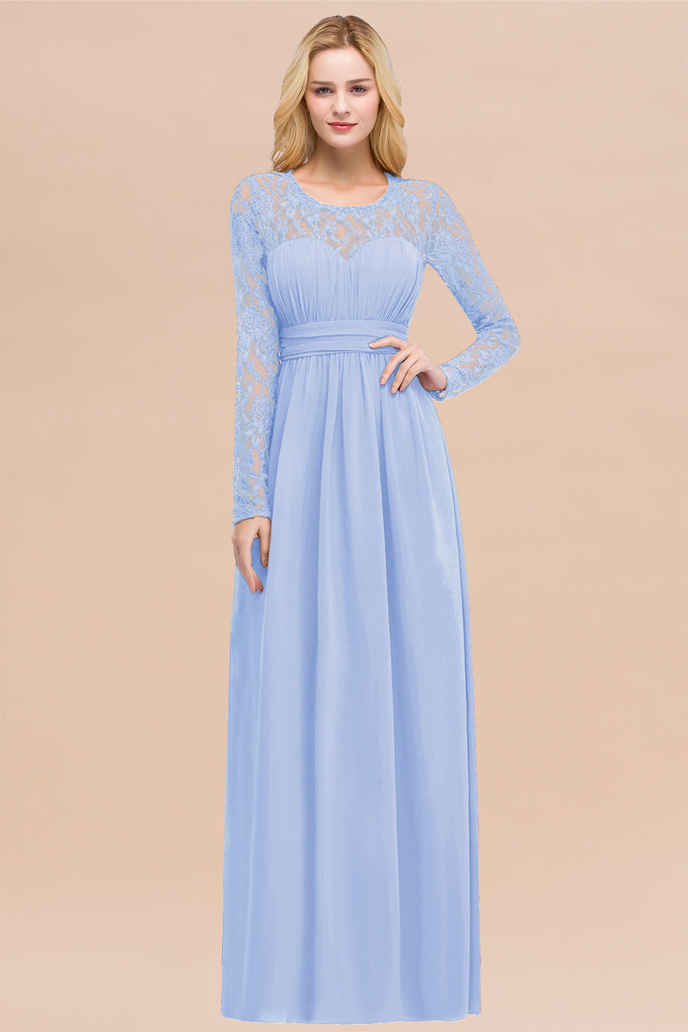Elegant Lace Burgundy Bridesmaid dresses with Long Sleeves - Fashionpara