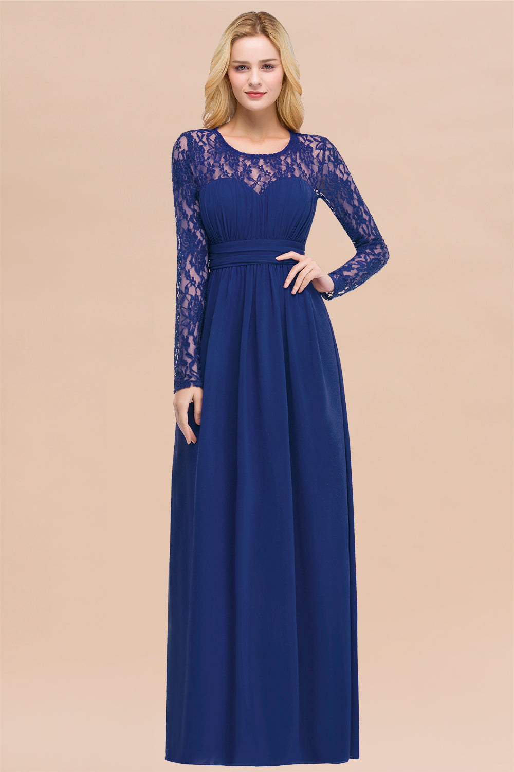 Elegant Lace Burgundy Bridesmaid dresses with Long Sleeves - Fashionpara