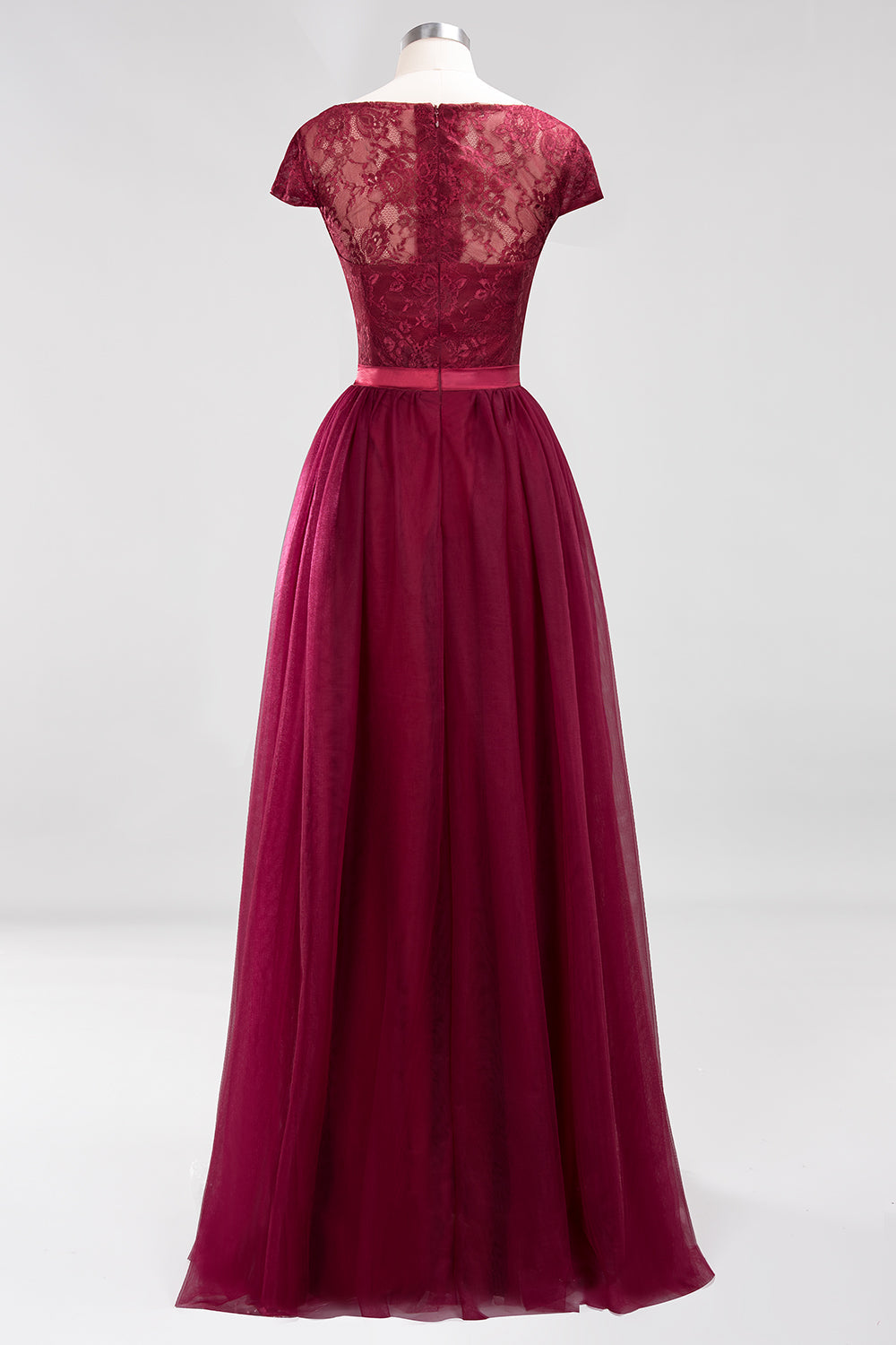 Elegant Lace Cap Sleeves Burgundy Bridesmaid dresses Affordable - Fashionpara
