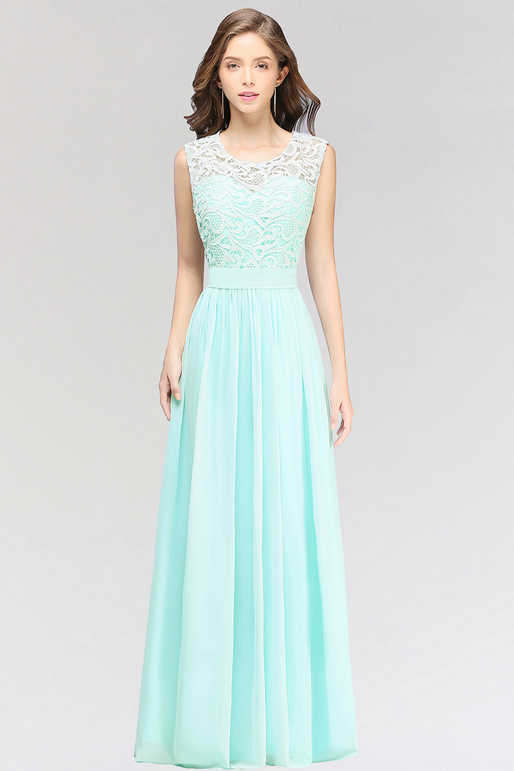 Elegant Lace Jewel Sleeveless Chiffon Bridesmaid dresses Affordable - Fashionpara