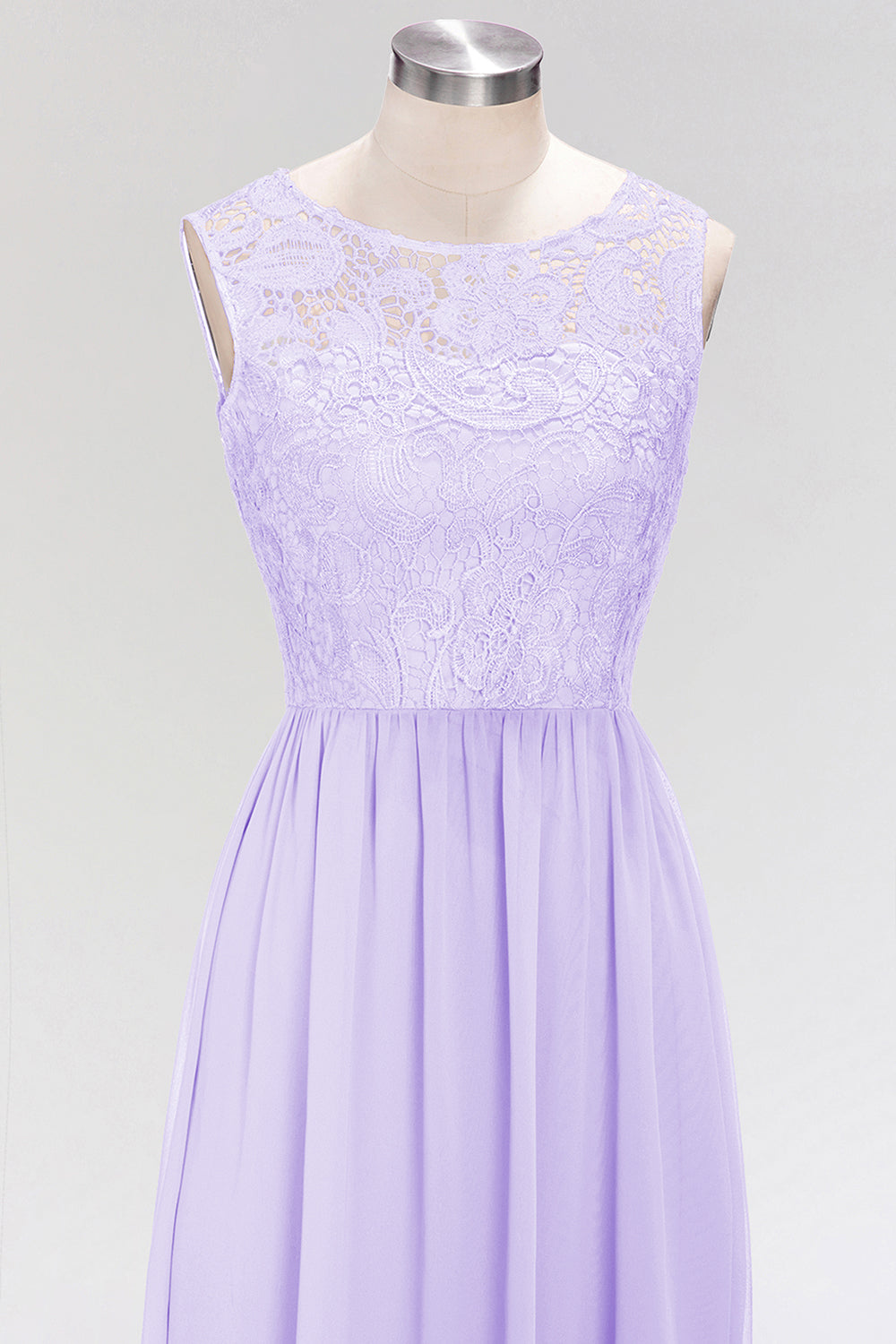 Elegant Lace Sleeveless Pleated Lavender Bridesmaid dresses - Fashionpara