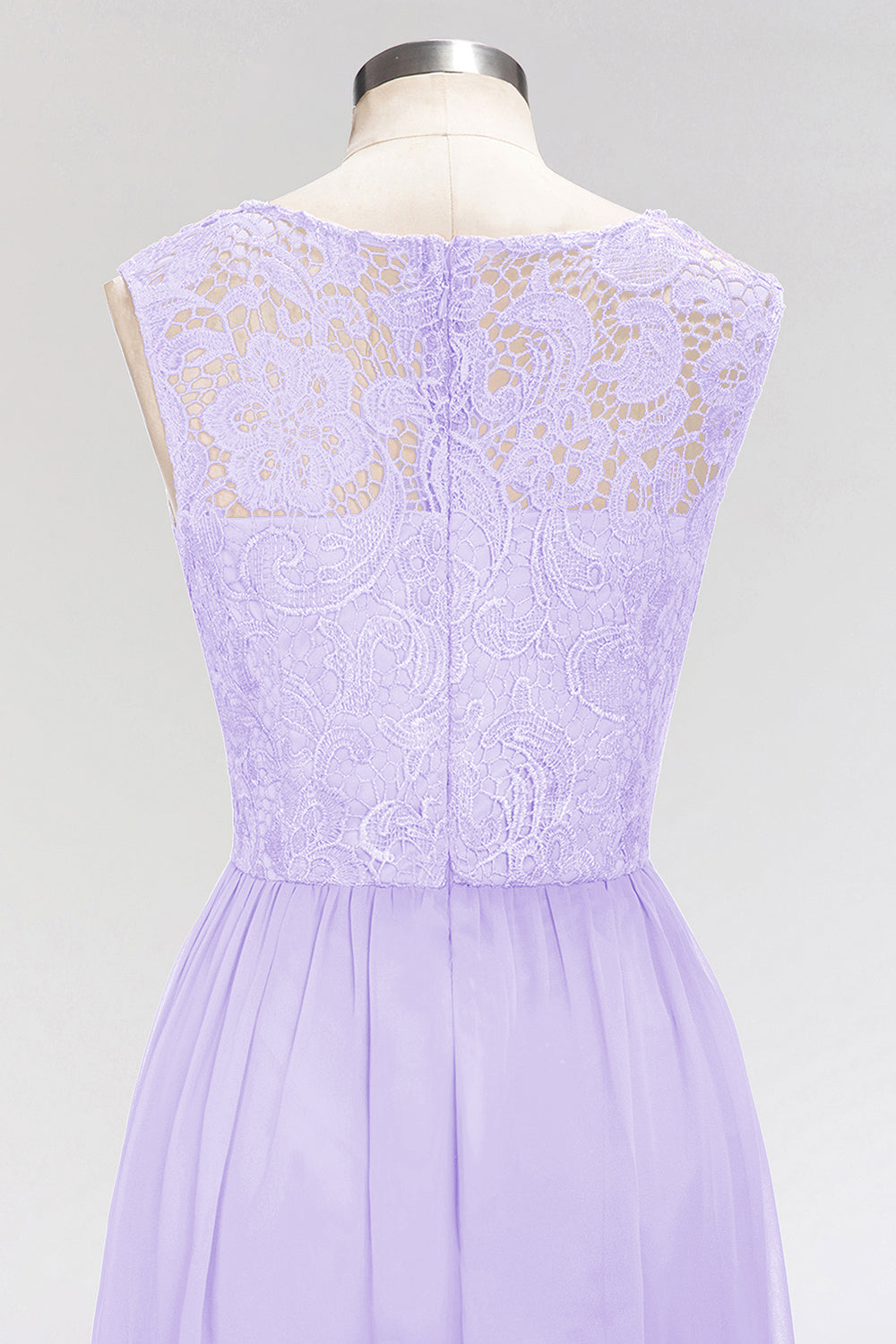 Elegant Lace Sleeveless Pleated Lavender Bridesmaid dresses - Fashionpara